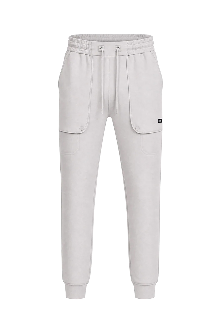 מכנס ג'וגר באוור BALR אפור כותנה דגם Relaxed Jogger גזרה משוחררת לוגו רקום
