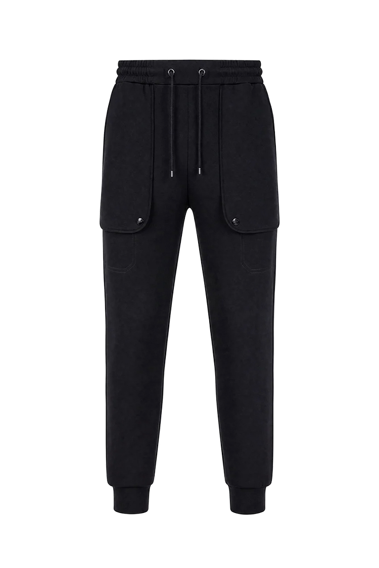 מכנס ג'וגר באוור BALR שחור כותנה דגם Relaxed Jogger גזרה משוחררת לוגו רקום