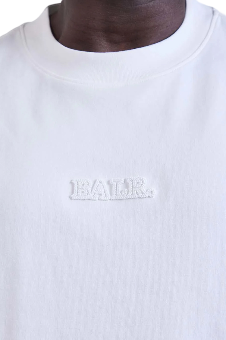 טי שירט באוור BALR לבן כותנה דגם B Maze גזרה משוחררת רקמת לוגו גיאומטרית בגב