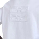 טי שירט באוור BALR לבן כותנה דגם B Maze גזרה משוחררת רקמת לוגו גיאומטרית בגב