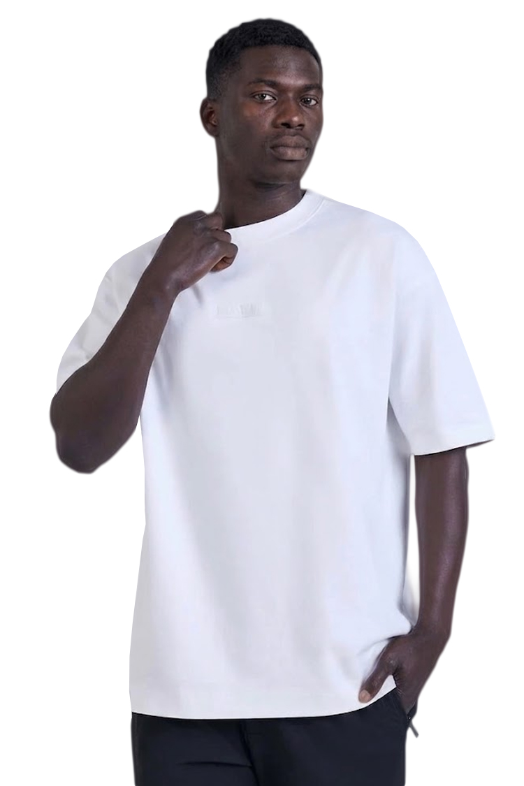 טי שירט באוור BALR לבן כותנה דגם B Maze גזרה משוחררת רקמת לוגו גיאומטרית בגב