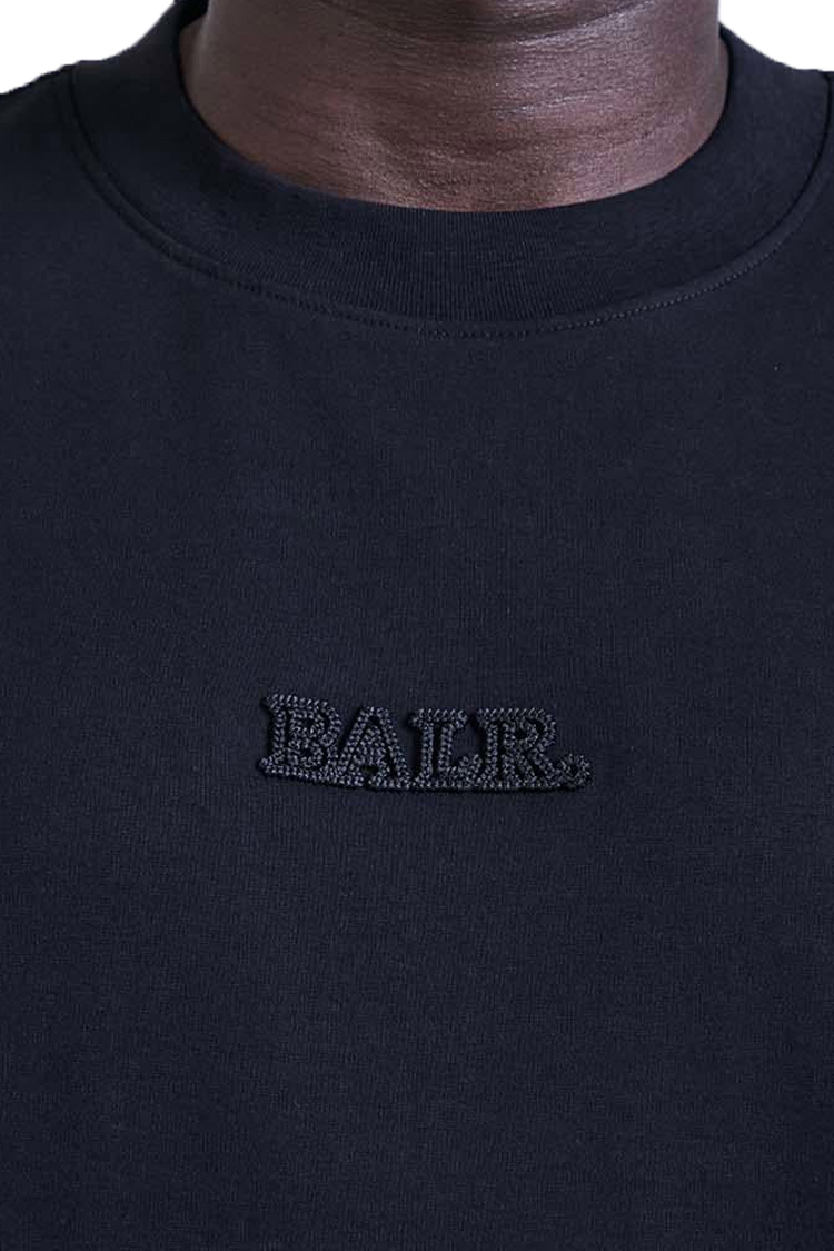 טי שירט באוור BALR שחור כותנה דגם B Maze גזרה משוחררת רקמת לוגו גיאומטרית בגב