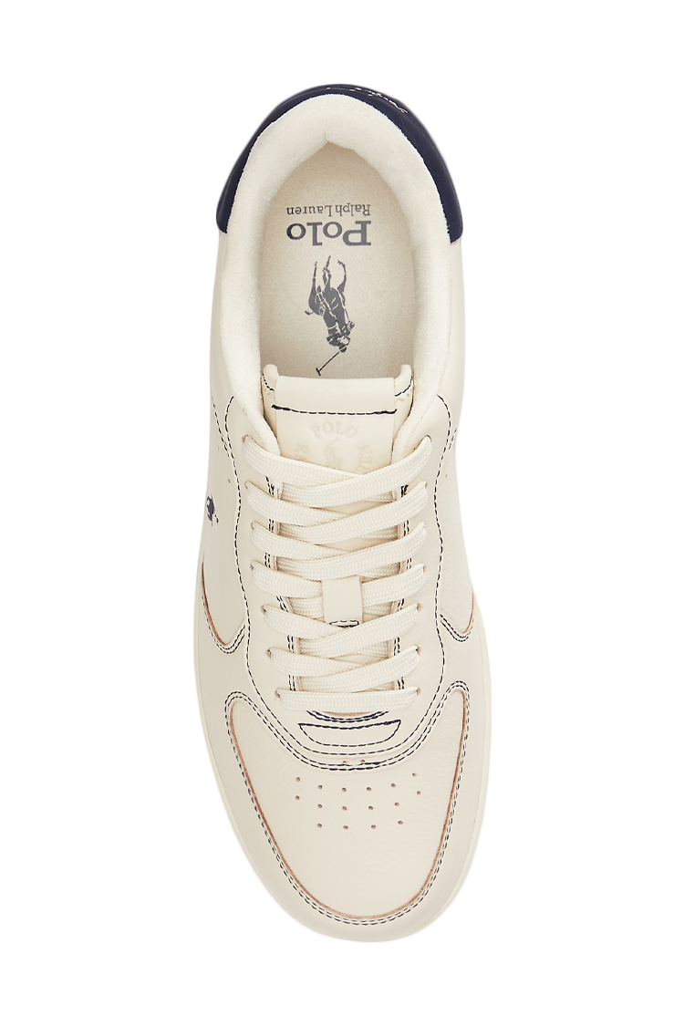 סניקרס פולו ראלף לורן POLO RALPH LAUREN שמנת עור גזרת מיד דגם Masters court leather trainer