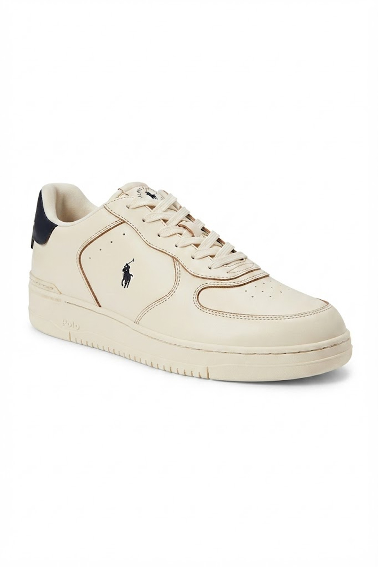 סניקרס פולו ראלף לורן POLO RALPH LAUREN שמנת עור גזרת מיד דגם Masters court leather trainer