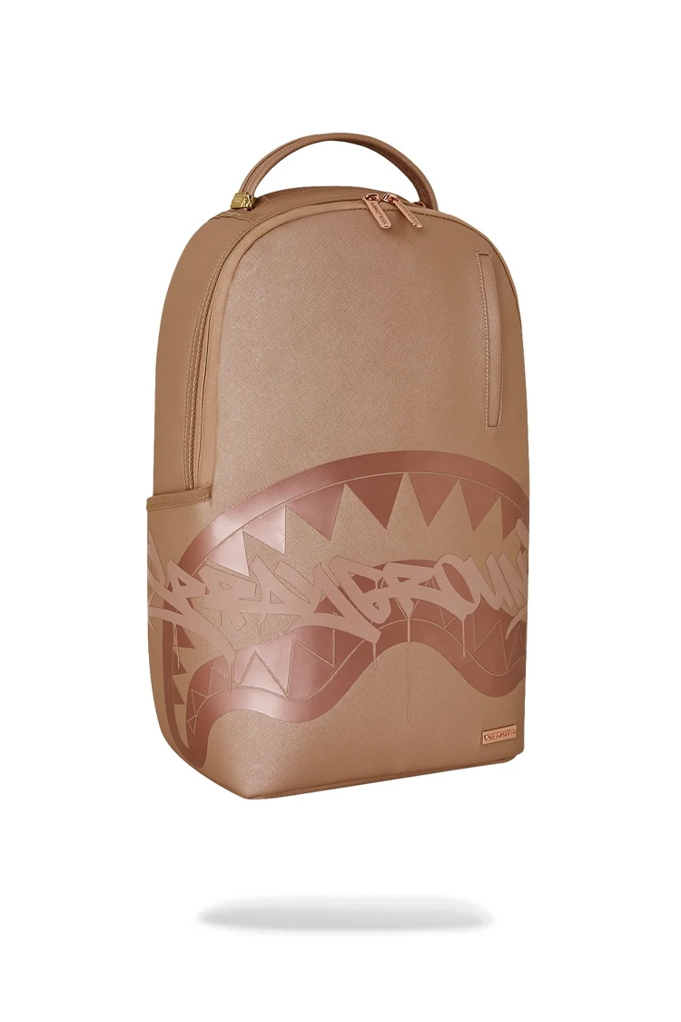 תיק גב ספרייגראונד SPRAYGROUND גברים נשים חום פוליויניל תבליט כריש דגם Pink ghost drip תא למחשב