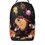 תיק גב ספרייגראונד SPRAYGROUND שחור פוליויניל דמוי עור מחשב נייד דגם Looney tunes taz beast feast הדפס טאז משבצות