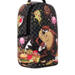 תיק גב ספרייגראונד SPRAYGROUND שחור פוליויניל דמוי עור מחשב נייד דגם Looney tunes taz beast feast הדפס טאז משבצות