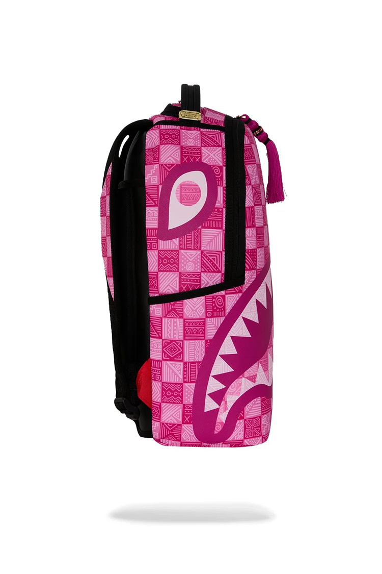 תיק גב ספרייגראונד SPRAYGROUND ורוד ספיאנו PVC מחשב נייד דגם New AI pattern הדפס דיגיטלי מלתעות כריש