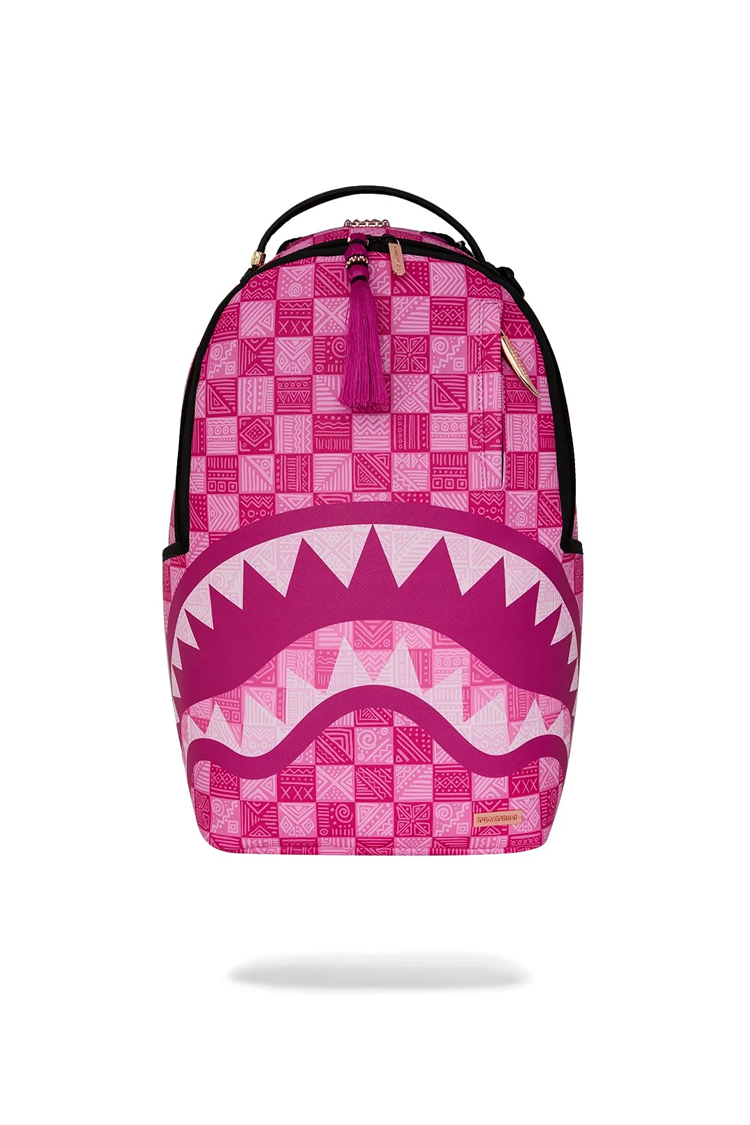 תיק גב ספרייגראונד SPRAYGROUND ורוד ספיאנו PVC מחשב נייד דגם New AI pattern הדפס דיגיטלי מלתעות כריש