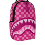 תיק גב ספרייגראונד SPRAYGROUND ורוד ספיאנו PVC מחשב נייד דגם New AI pattern הדפס דיגיטלי מלתעות כריש