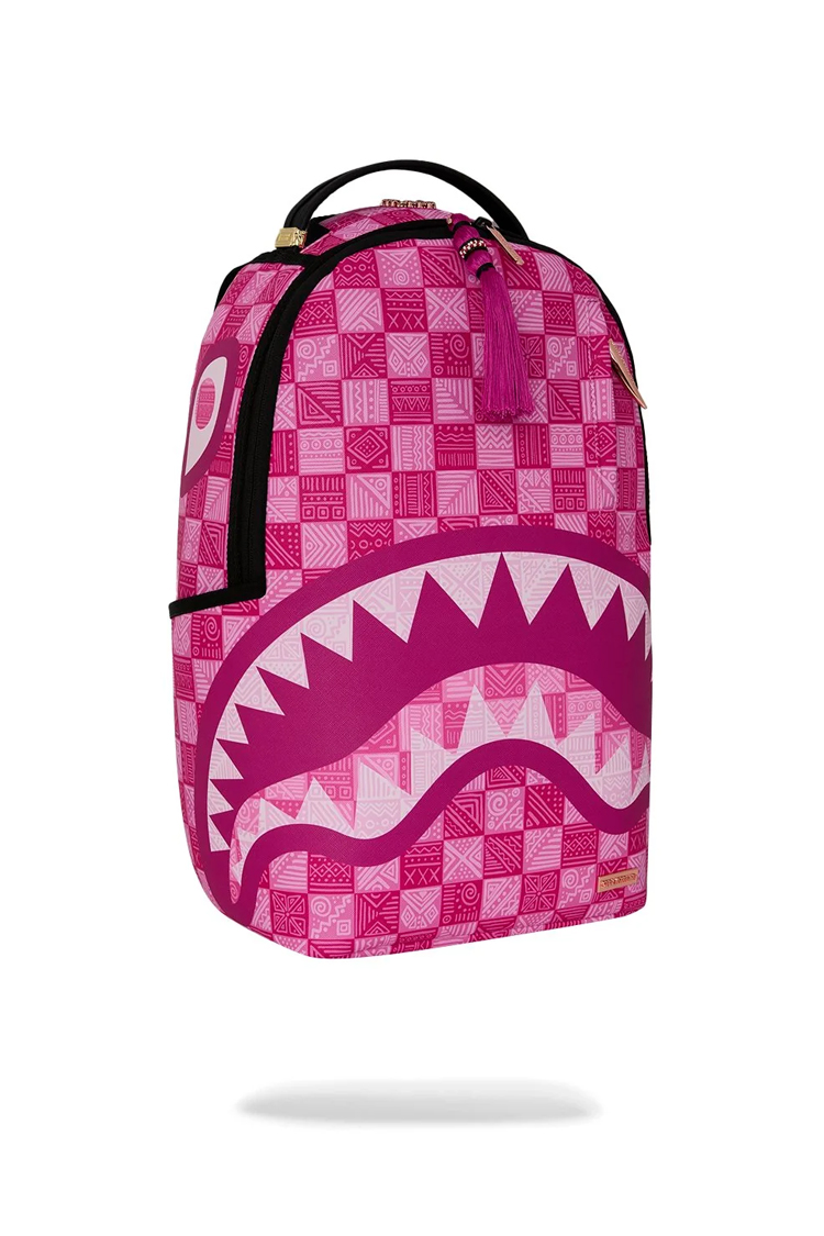 תיק גב ספרייגראונד SPRAYGROUND ורוד ספיאנו PVC מחשב נייד דגם New AI pattern הדפס דיגיטלי מלתעות כריש