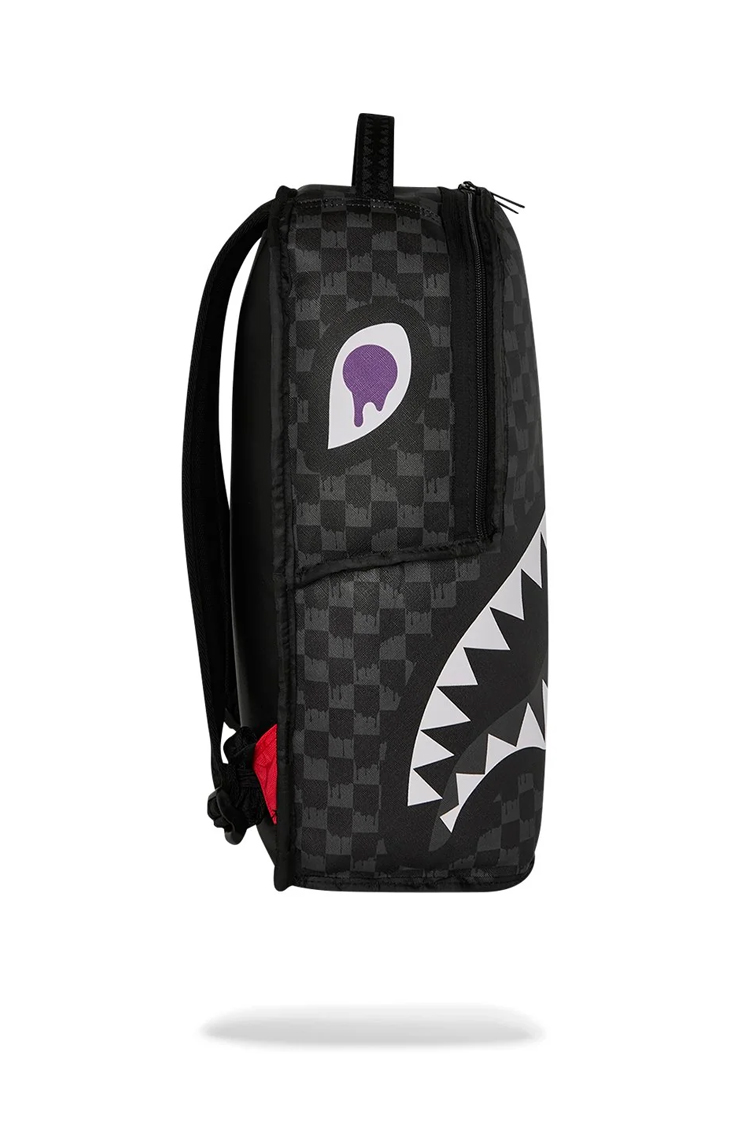 תיק גב ספרייגראונד SPRAYGROUND שחור סגול פוליויניל דמוי עור דו צדדי דגם New reversible backpack v2 מלתעות כריש