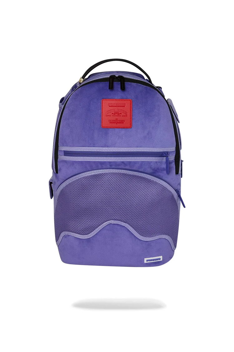 תיק גב ספרייגראונד SPRAYGROUND שחור סגול פוליויניל דמוי עור דו צדדי דגם New reversible backpack v2 מלתעות כריש