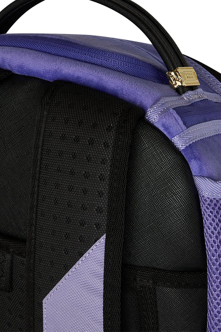 תיק גב ספרייגראונד SPRAYGROUND שחור סגול פוליויניל דמוי עור דו צדדי דגם New reversible backpack v2 מלתעות כריש
