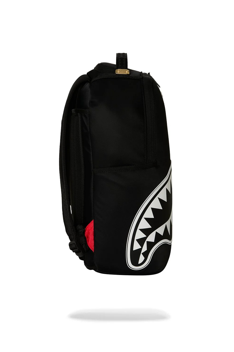 תיק גב ספרייגראונד SPRAYGROUND גברים נשים שחור/לבן ניילון רקמת כריש דגם Shark central tonal תא למחשב