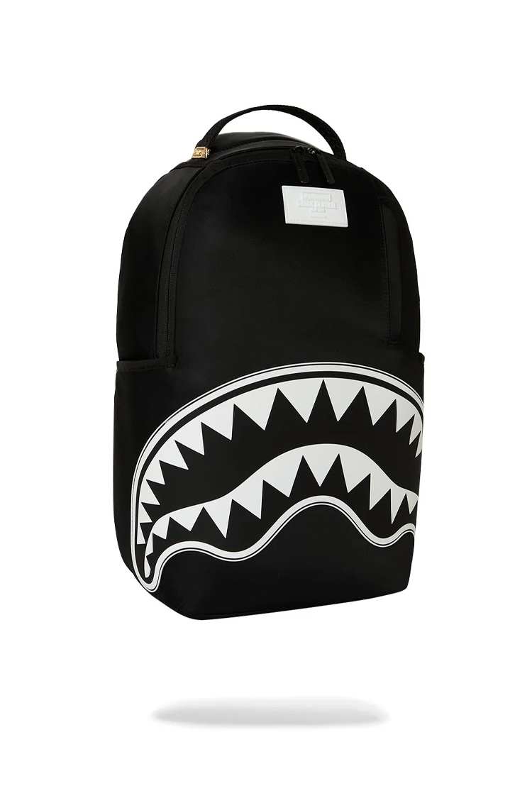 תיק גב ספרייגראונד SPRAYGROUND גברים נשים שחור/לבן ניילון רקמת כריש דגם Shark central tonal תא למחשב