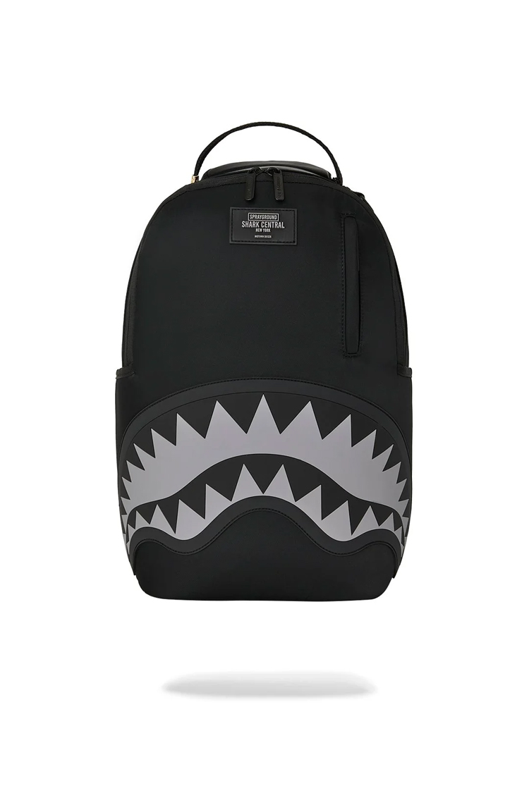 תיק גב ספרייגראונד SPRAYGROUND גברים נשים שחור ניילון רקמת כריש דגם Shark central tonal תא למחשב