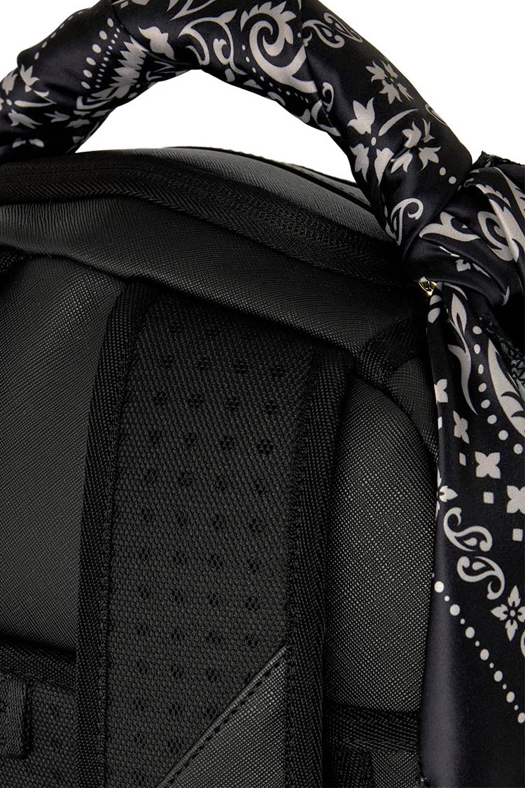 תיק גב ספרייגראונד SPRAYGROUND שחור פוליויניל דמוי עור מחשב נייד דגם Tupac backpack הדפס טופאק מטפחת מלתעות כריש