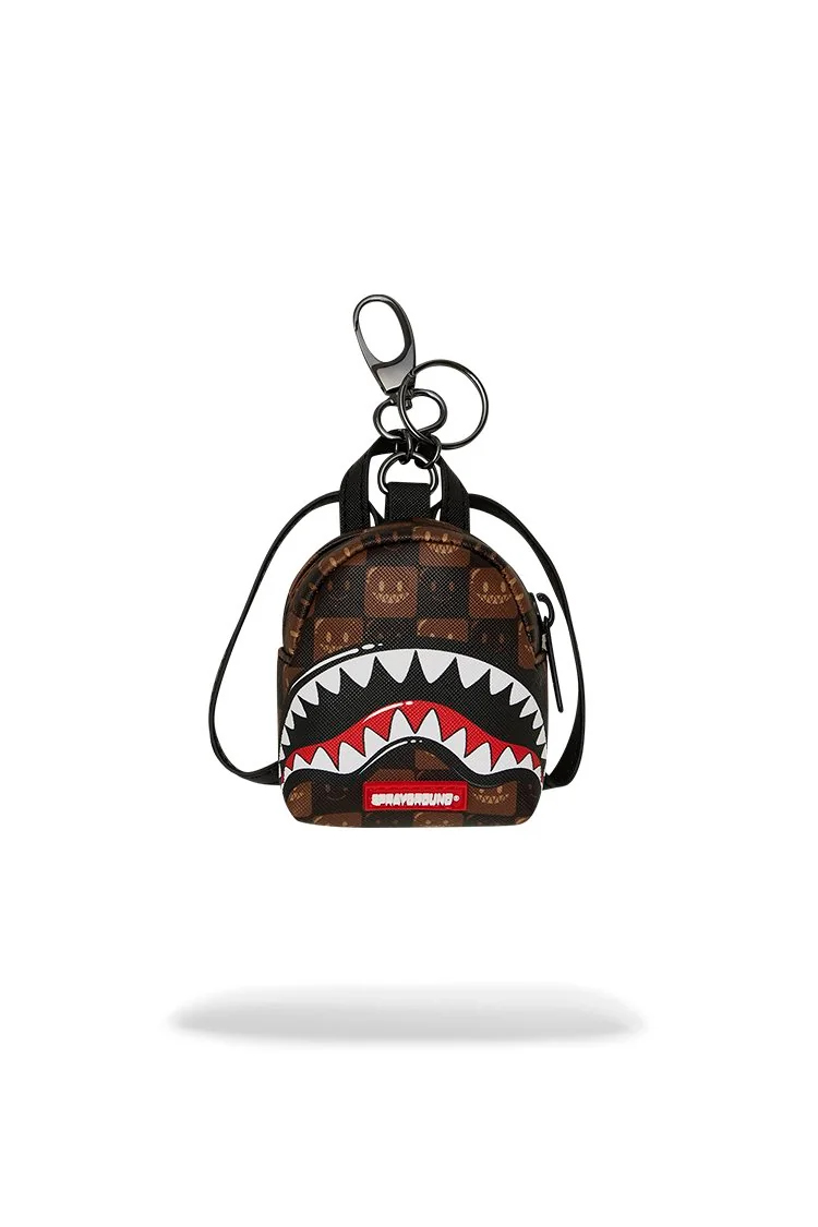 מחזיק מפתחות ספרייגראונד SPRAYGROUND חום תיק גב פוליאסטר דגם Sharks in paris wtf bubble מלתעות כריש משבצות אבזם מטאלי