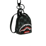 מחזיק מפתחות ספרייגראונד SPRAYGROUND שחור תיק גב פוליאסטר דגם Sharks in paris wtf bubble מלתעות כריש משבצות אבזם מטאלי