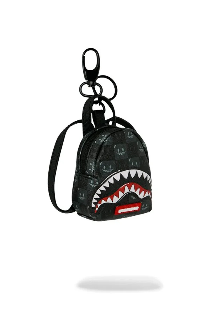 מחזיק מפתחות ספרייגראונד SPRAYGROUND שחור תיק גב פוליאסטר דגם Sharks in paris wtf bubble מלתעות כריש משבצות אבזם מטאלי