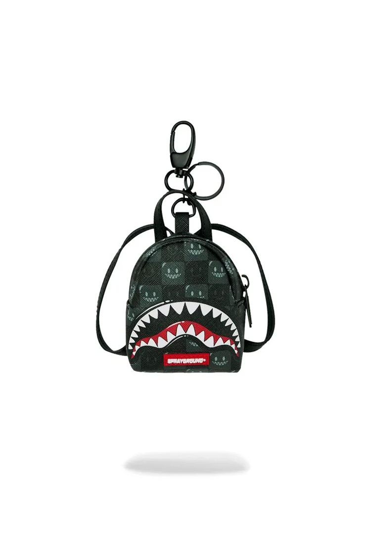 מחזיק מפתחות ספרייגראונד SPRAYGROUND שחור תיק גב פוליאסטר דגם Sharks in paris wtf bubble מלתעות כריש משבצות אבזם מטאלי
