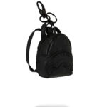 מחזיק מפתחות ספרייגראונד SPRAYGROUND שחור תיק גב פוליאסטר דגם Raised check משבצות תבליט מלתעות כריש אבזם מטאלי