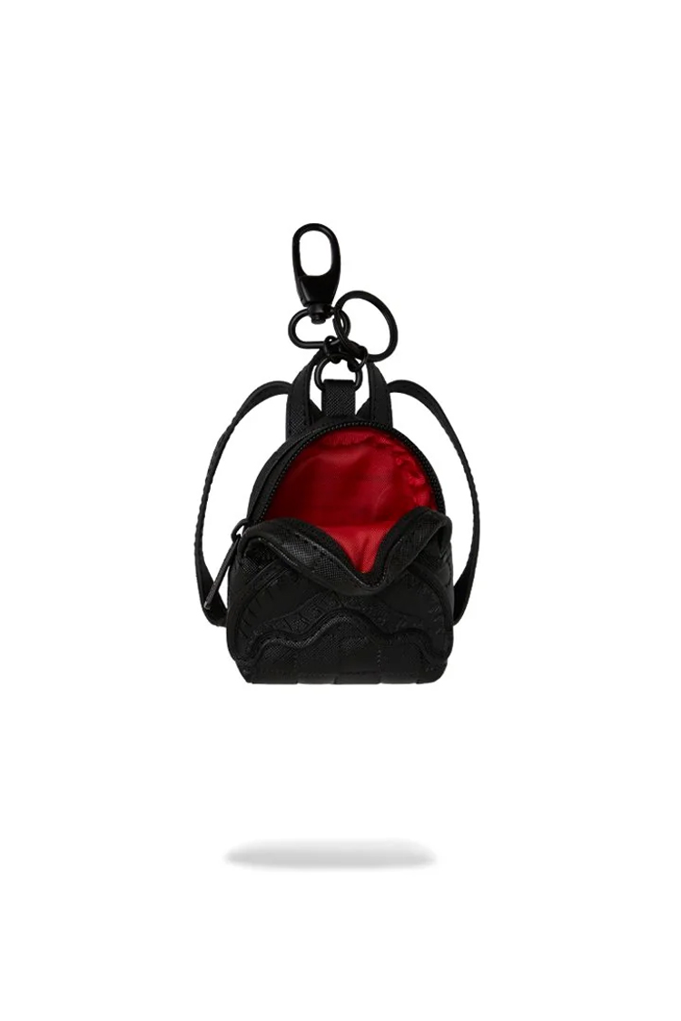 מחזיק מפתחות ספרייגראונד SPRAYGROUND שחור תיק גב פוליאסטר דגם Raised check משבצות תבליט מלתעות כריש אבזם מטאלי