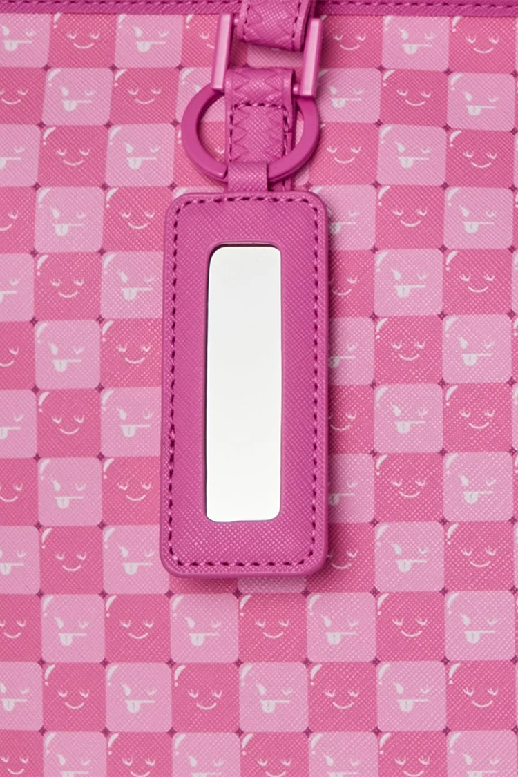 תיק נשיאה ספרייגראונד SPRAYGROUND ורוד פוליויניל דגם Pink New Check Faces סמיילי כריש