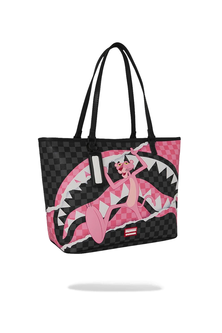 תיק נשיאה ספרייגראונד SPRAYGROUND ורוד שחור פוליויניל דגם Pink Panther On The Run פנתר וורוד כריש