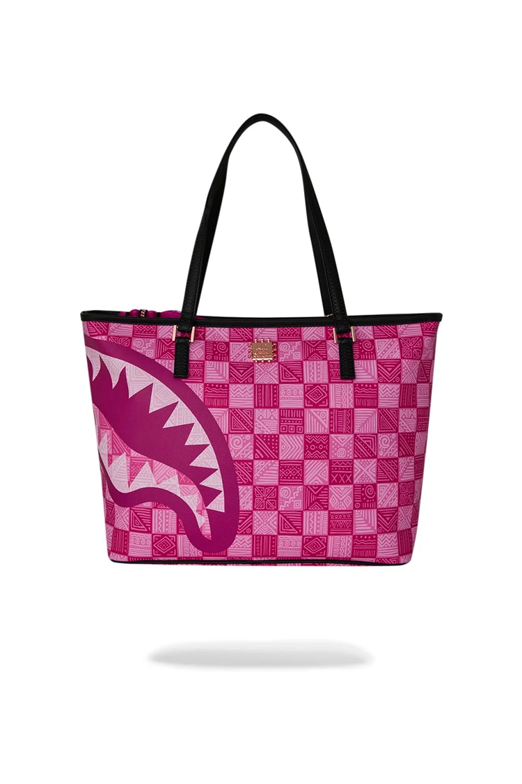 תיק נשיאה ספרייגראונד SPRAYGROUND ורוד פוליויניל דגם New AI Pattern גיאומטרי כריש