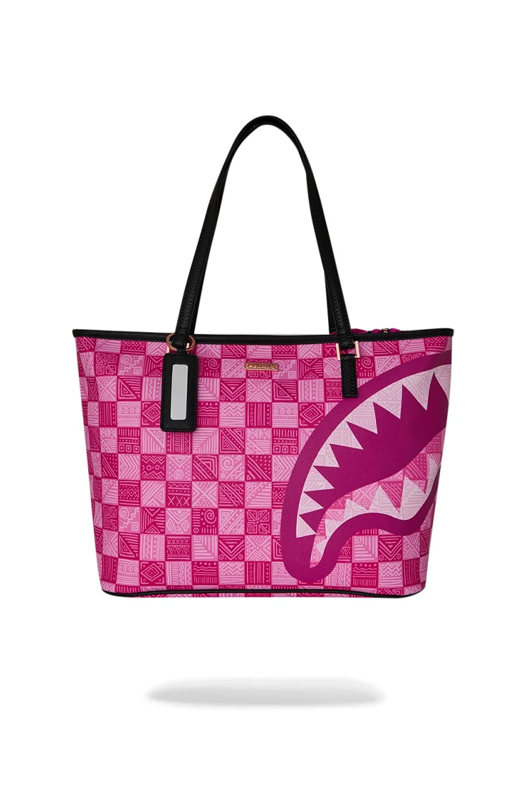 תיק נשיאה ספרייגראונד SPRAYGROUND ורוד פוליויניל דגם New AI Pattern גיאומטרי כריש