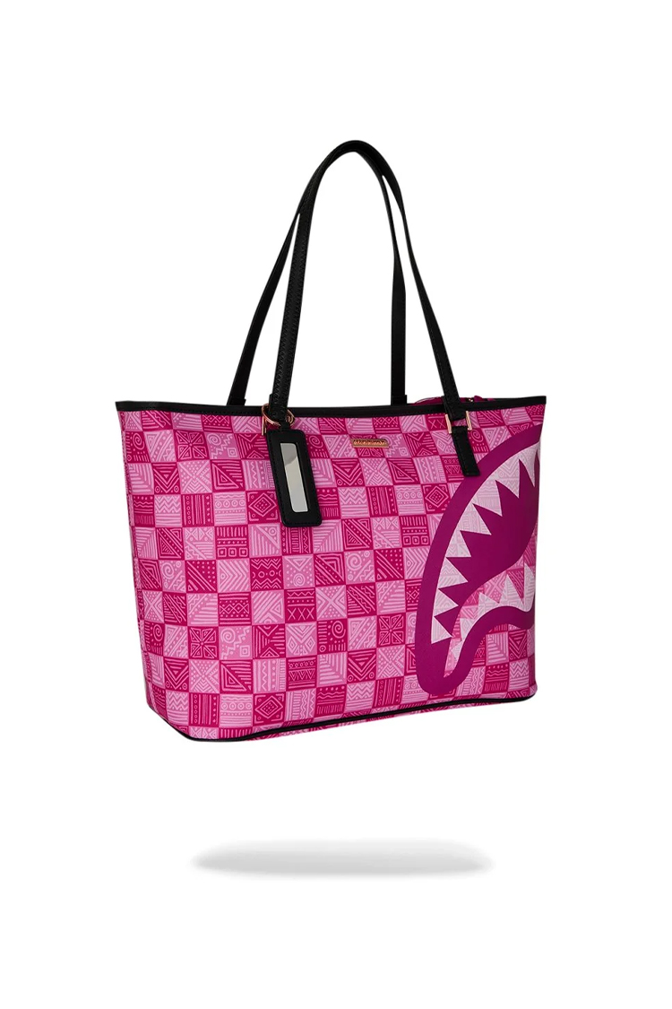 תיק נשיאה ספרייגראונד SPRAYGROUND ורוד פוליויניל דגם New AI Pattern גיאומטרי כריש