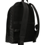 תיק גב באוור BALR שחור טקסטיל עור דגם Checkered Backpack משבצות לוגו תא למחשב