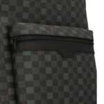 תיק גב באוור BALR שחור טקסטיל עור דגם Checkered Backpack משבצות לוגו תא למחשב
