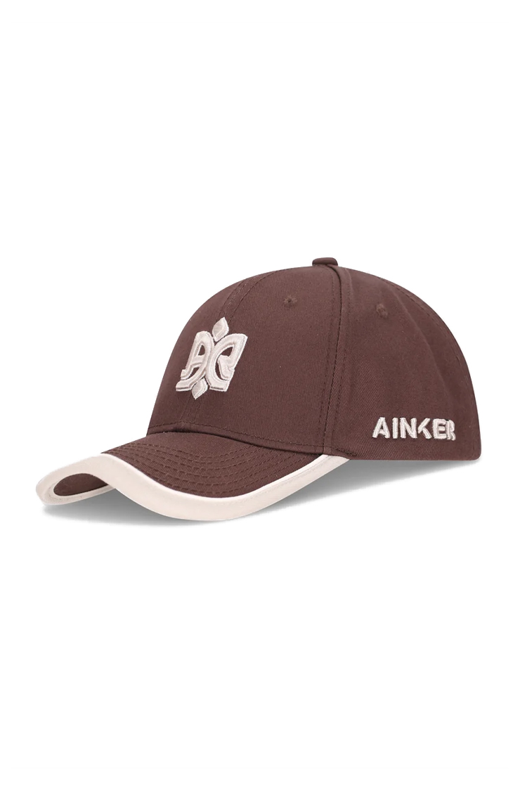 כובע בייסבול אינקר AINKER חום 100% כותנה דגם 1189 רצועה מתכווננת לוגו מותג קדמי ובצד