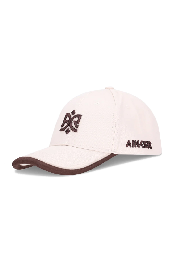 כובע בייסבול אינקר AINKER אוף וויט 100% כותנה דגם 1189 רצועה מתכווננת לוגו מותג קדמי ובצד