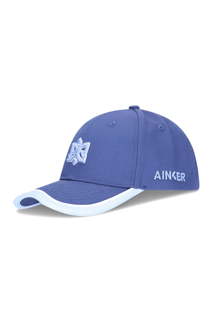 כובע בייסבול אינקר AINKER כחול 100% כותנה דגם 1189 רצועה מתכווננת לוגו מותג קדמי ובצד