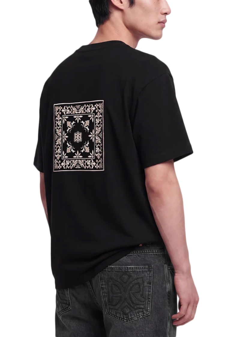 טי שירט אינקר AINKER שחור כותנה מרסריז נינוח דגם Mercerized 1116 רקמה גיאומטרית בגב לוגו חזה