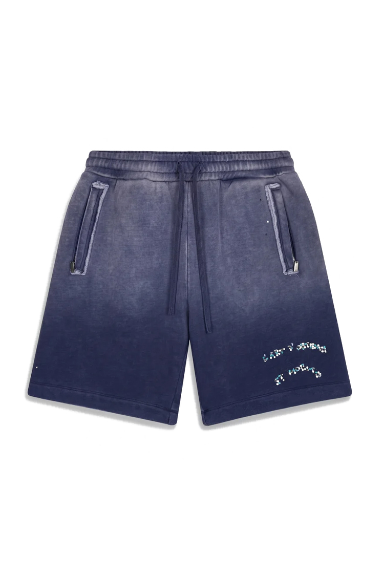 מכנס שורט איינקר AINKER כחול דהוי כותנה דגם Cotton wash 1108 שרוך משיכה לוגו מלפנים ומאחור