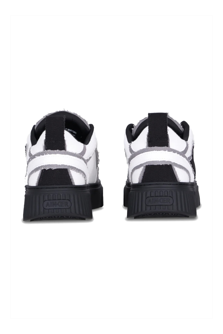סניקרס איינקר AINKER אפור לבן קנבס גזרת מיד דגם Star Line Canvas טקסטורה פרומה סוליית גומי