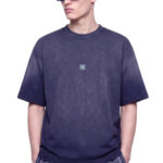 טי שירט איינקר AINKER כחול דהוי כותנה דגם Cotton wash 1108 כביסת וינטג’ רקמת לוגו חזה וגב