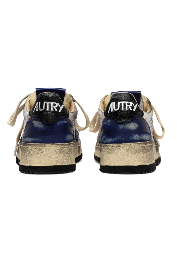 סניקרס אוטרי AUTRY בחול/לזן עור בד רשת גזרה נמוכה דגם Super Vintage גימור משופשף וינטג