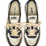 סניקרס אוטרי AUTRY לבן כחול 100% עור גזרה נמוכה דגם Super Vintage גימור משופשף וינטג