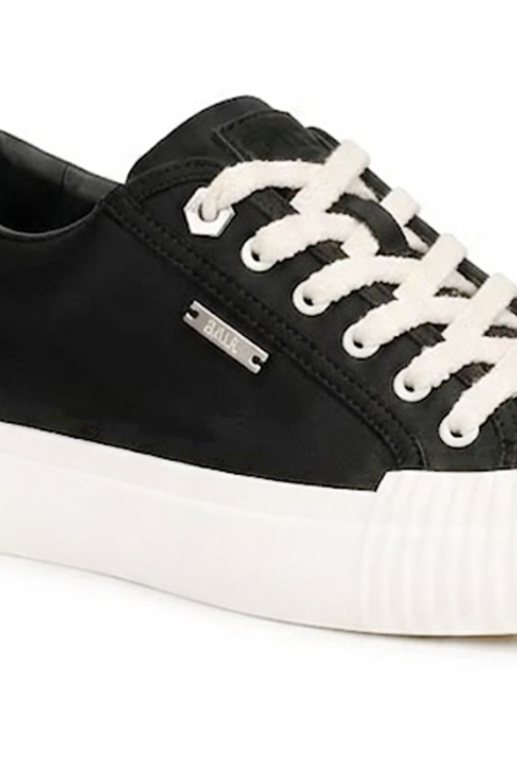 סניקרס באוור BALR שחור טקסטיל זמש גזרת מיד דגם Fuzzy Lace עיצוב נקי סוליית גומי עבה