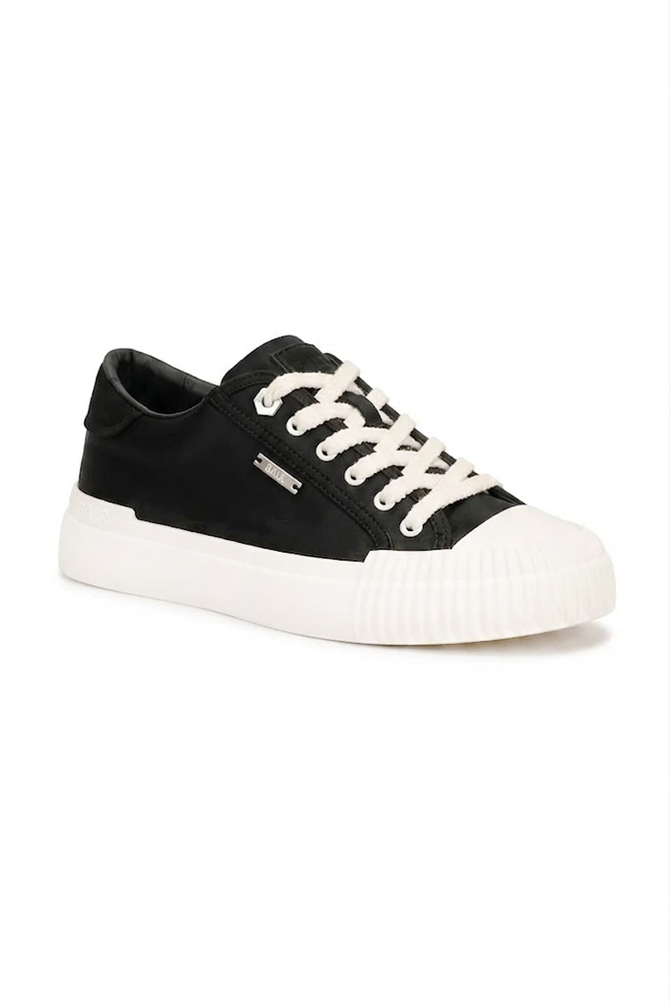 סניקרס באוור BALR שחור טקסטיל זמש גזרת מיד דגם Fuzzy Lace עיצוב נקי סוליית גומי עבה
