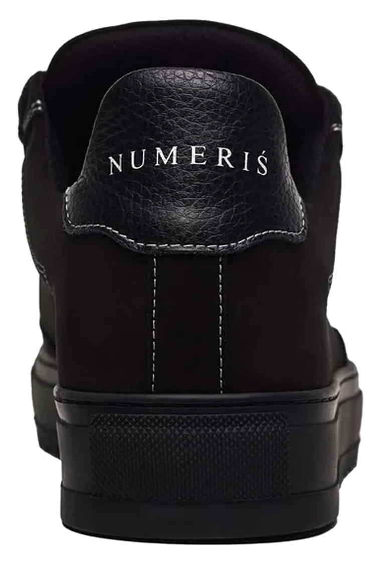 סניקרס נומריס NUMERIS שחור עור נובוק גזרת מיד דגם Atelier carbon תפרי קונטרסט סוליית גומי עבה