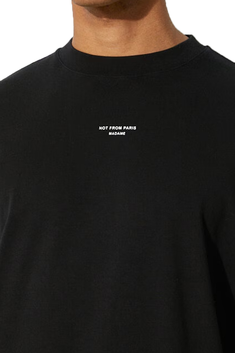 טי שירט דרול דה מונסייה Drôle de Monsieur שחור כותנה דגם Classic Slogan הדפס מינימליסטי בחזה