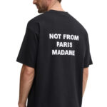 טי שירט דרול דה מונסייה Drôle de Monsieur שחור כותנה דגם The Slogan T-Shirt הדפס חזה וגב