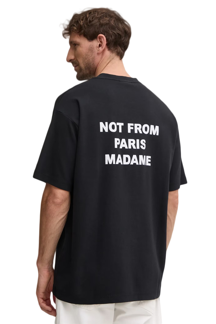 טי שירט דרול דה מונסייה Drôle de Monsieur שחור כותנה דגם The Slogan T-Shirt הדפס חזה וגב